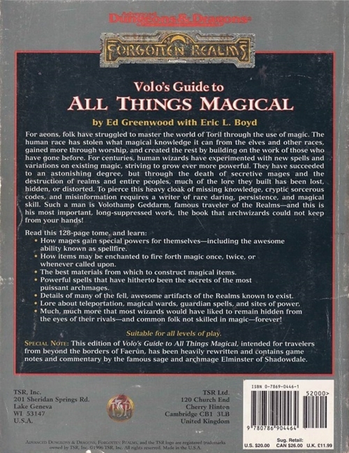  AD&D 2nd Edition - Forgotten Realms - Volos Guide to All Things Magical (B-Grade) (Genbrug)